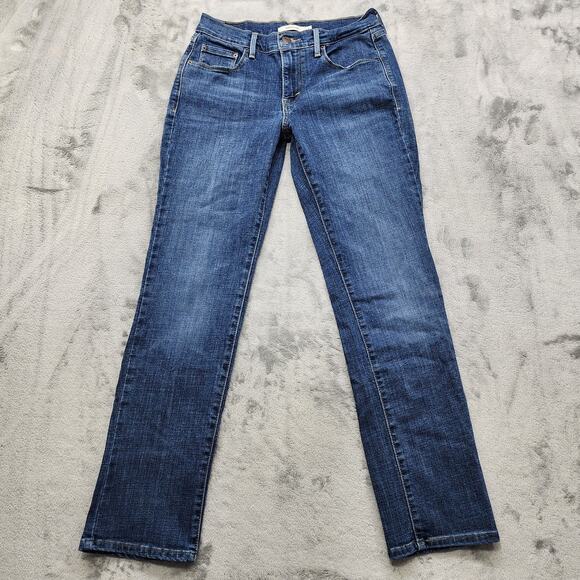 Levi's Jeans Womens 4S SHORT Blue 505 Classic Mid Rise Straight Stretch Denim - Picture 1 of 15